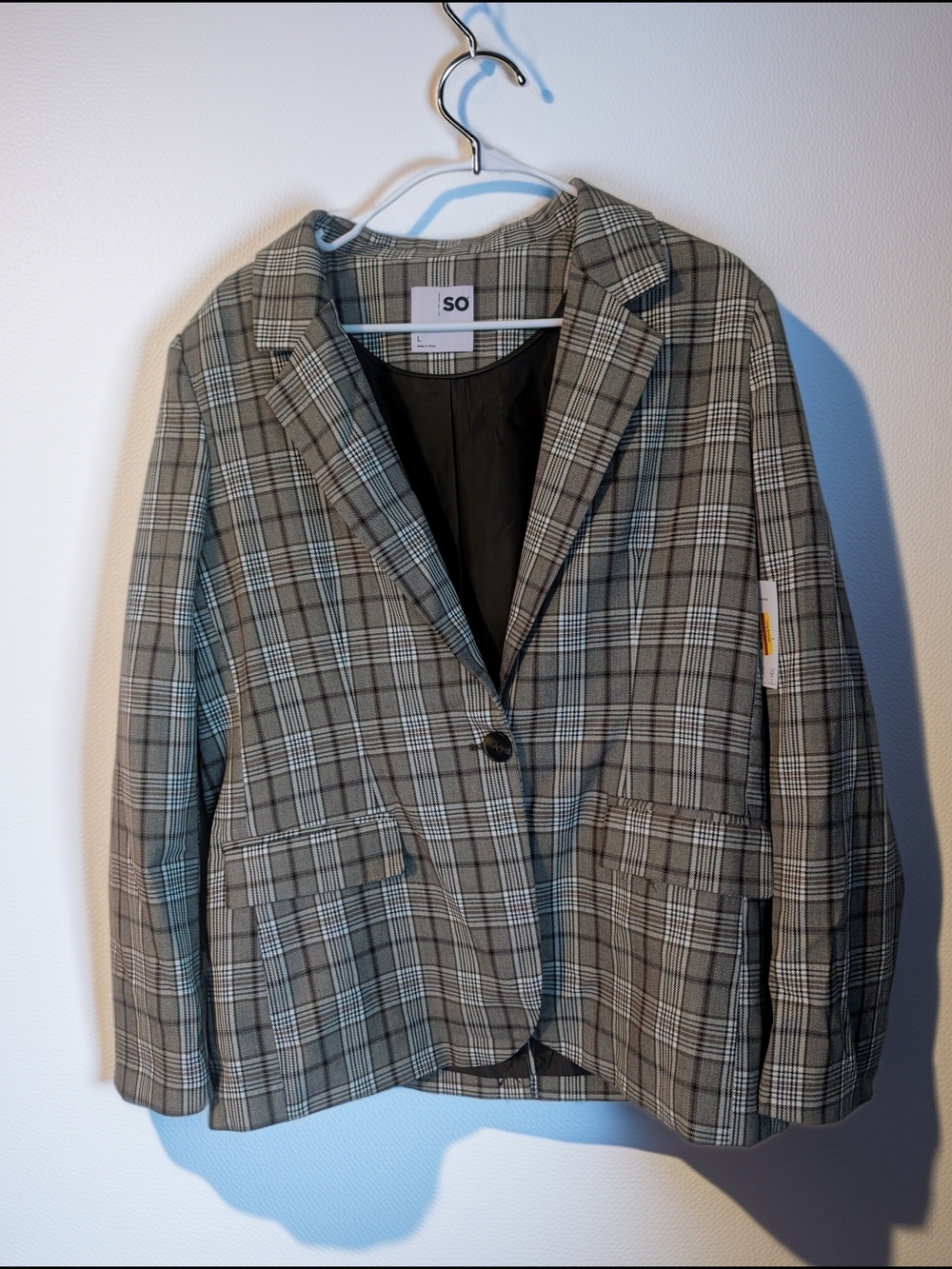 NWT SO Plaid Blazer Jacket in Brown and Black- Large